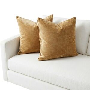 Restoration Hardware Velvet Brushstroke Pillow Covers Set of 2 Gold 24x24 NWT